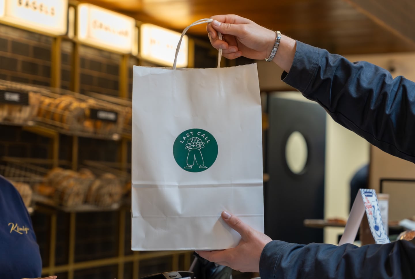 Last Call bag on a warm tabletop